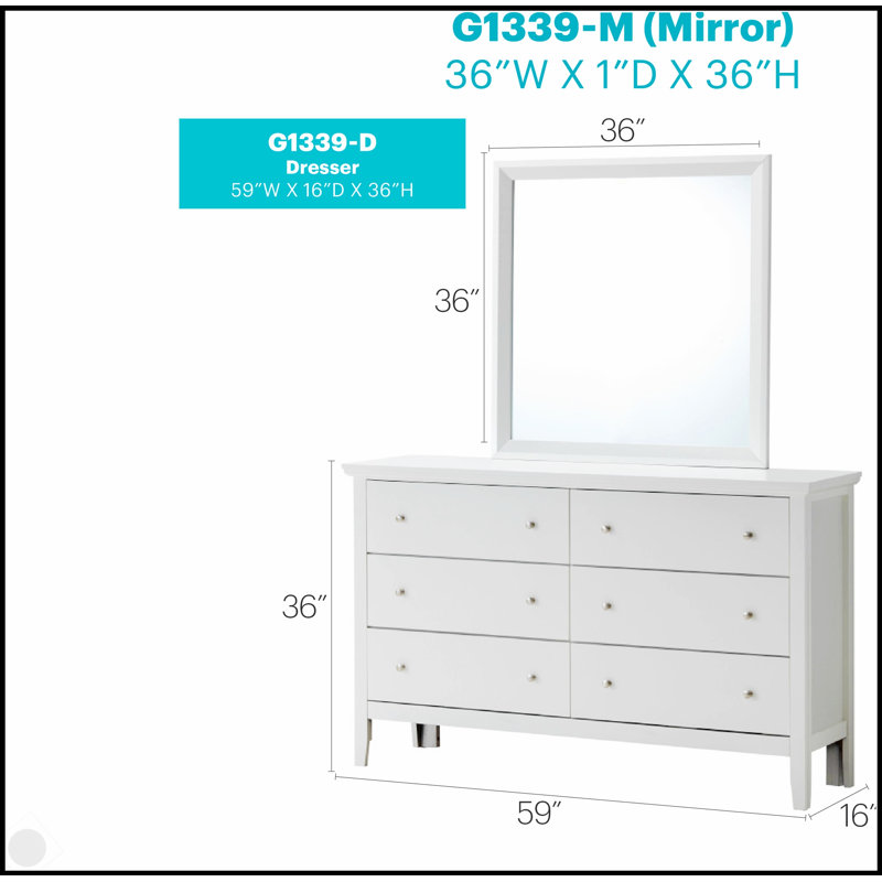Commode blanche Primo G1339-D avec finition durable et tiroirs à queue d'aronde française pour un rangement durable