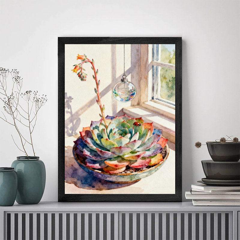 Reproduction d'art encadrée noire rétro et vibrante, H 11 po x l 9 po