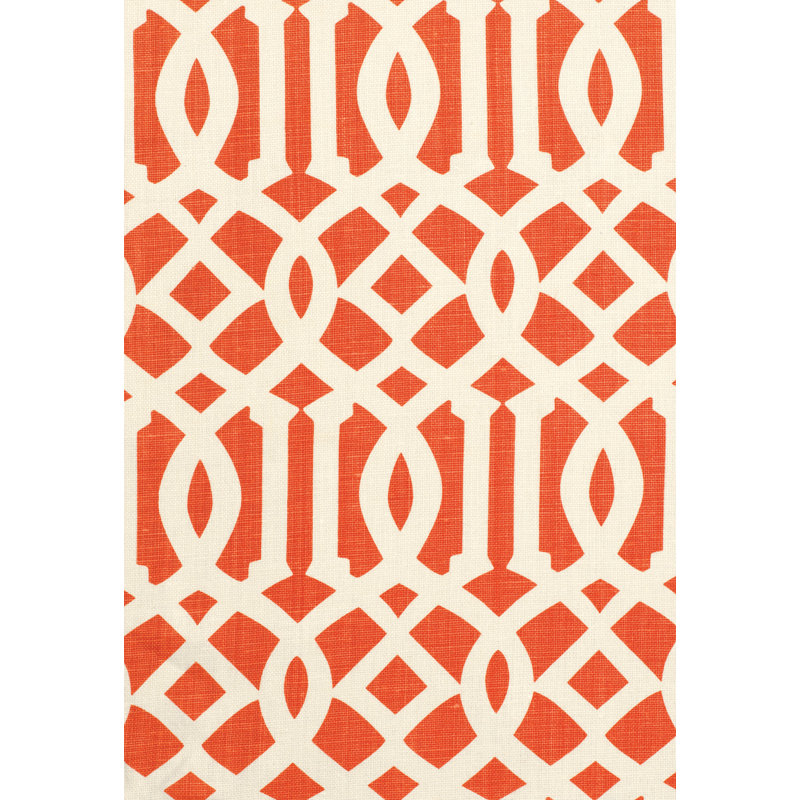 Tissu 100% lin Imperial Trellis, Ivoire / mandarine