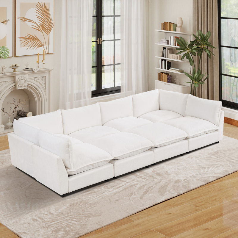 Canapé modulaire surdimensionné à 138 places de 138,29 po avec design composable, Chenille grise foncée, 8 places