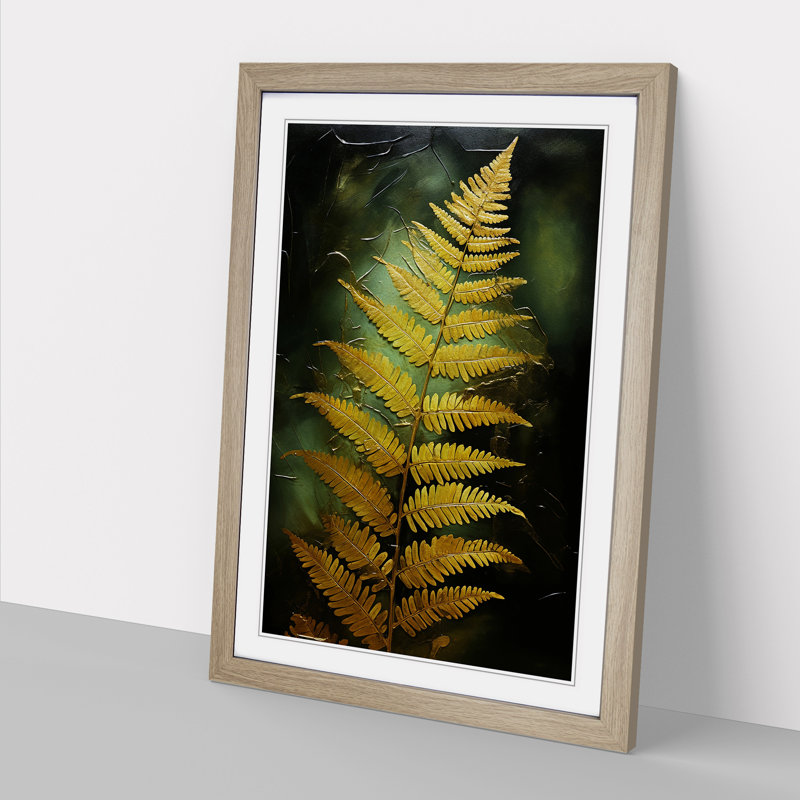 Fern Leaf Gestural No.2 - Framed Print, Oak, 64cm H x 46cm W x 2cm D