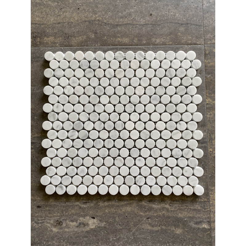 Arabescato Marble Penny Round Mosaic Wall Tile