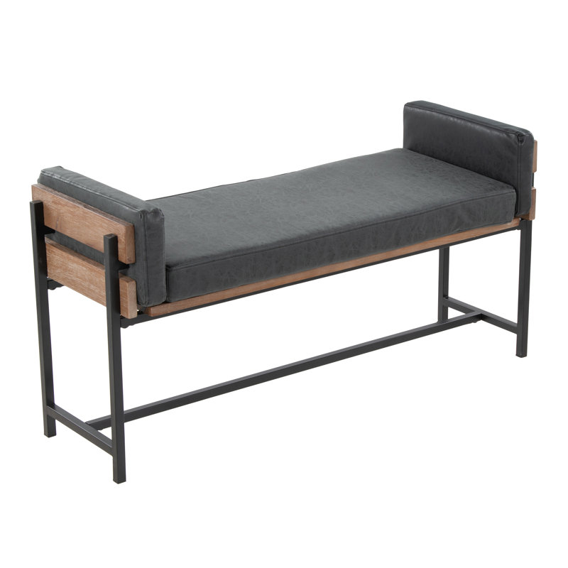 Faux Leather Upholstered Bench, Brown