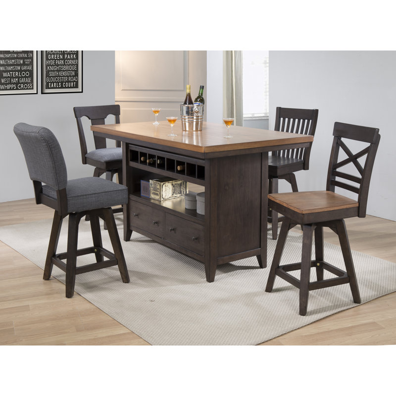Calderon Swivel Counter Stool, Black/Brown Oak, Counter Stool (23.75" Seat Height)