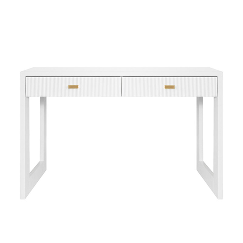 Matte White Lacquer Home Office Desk with Two Drawers
