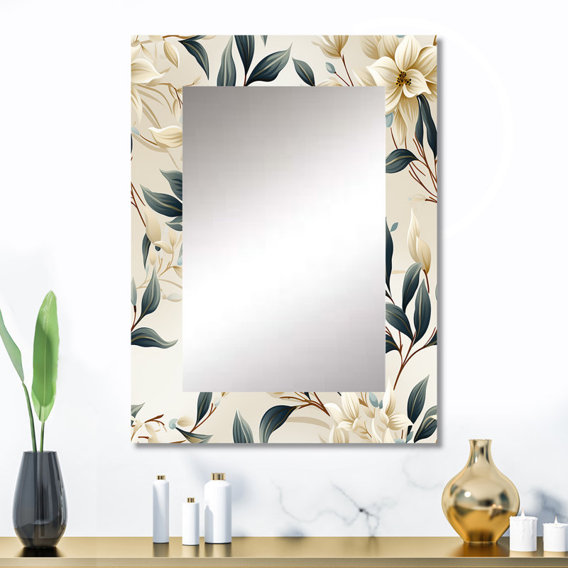 Corrigeville Whispering Vines - miroir de plantes, miroir mural décoratif Boho, impression d'art en métal, 32 po x 24 po