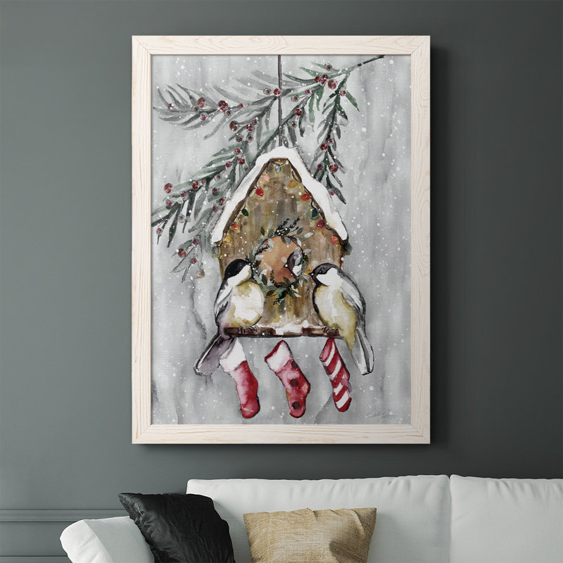 Giachetti Winter Birds, reproduction d'art sur toile, H 37,5 po x l 27,5 po x P 1 po, Blanc