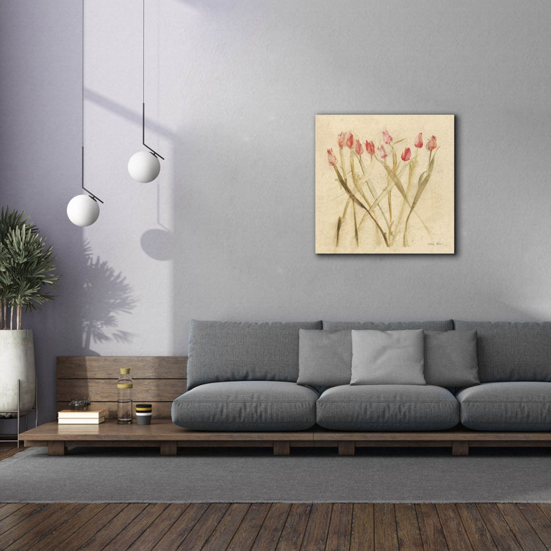 «Stems Of Red Tulips» par Cheri Blum, art mural sur toile, H 37 po x l 37 po x P 1,5 po