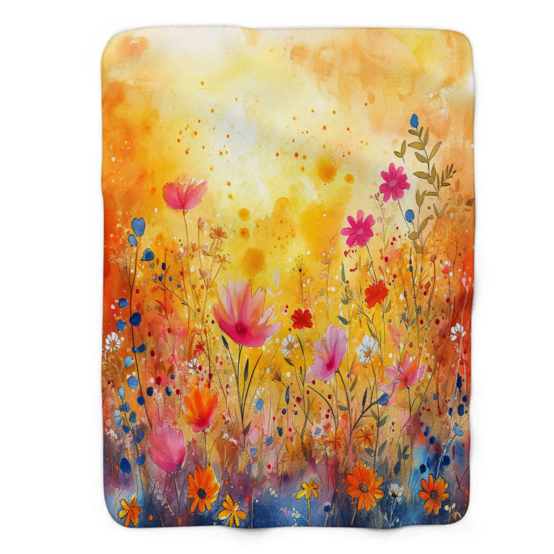 Palette Sunset Petal - 1 jeté Sherpa Blan Premium, 60 po x 80 po