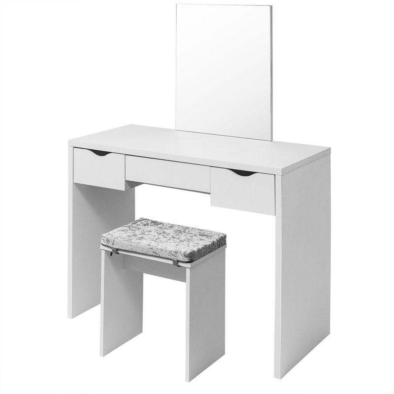 Evonne Dressing Table with Mirror, White