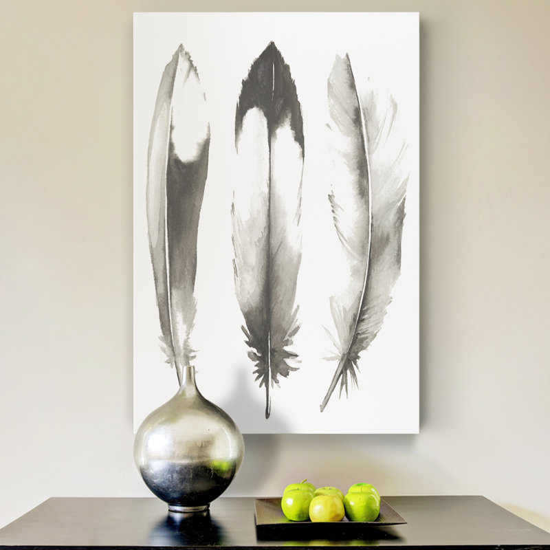 «Watercolor Feathers II», reproduction sur toile, H 20 po x l 16 po x P 1 po, Toile tendue