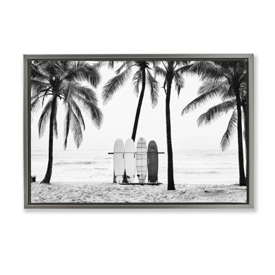 Centered Surf Boards View Gray Framed Floater Canvas by Sisi and Seb