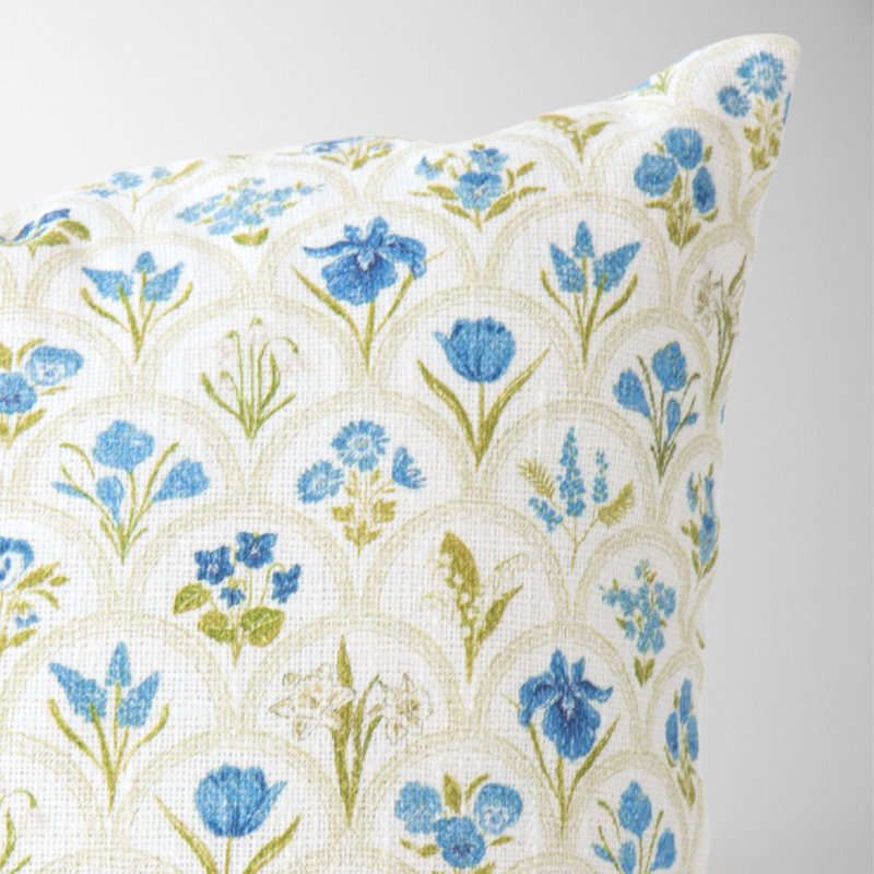 Cotton Pillow Cover, Blue Floral