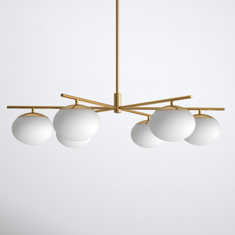 Monika 6 - Light Dimmable Sputnik Modern Linear Chandelier, Burnished Brass