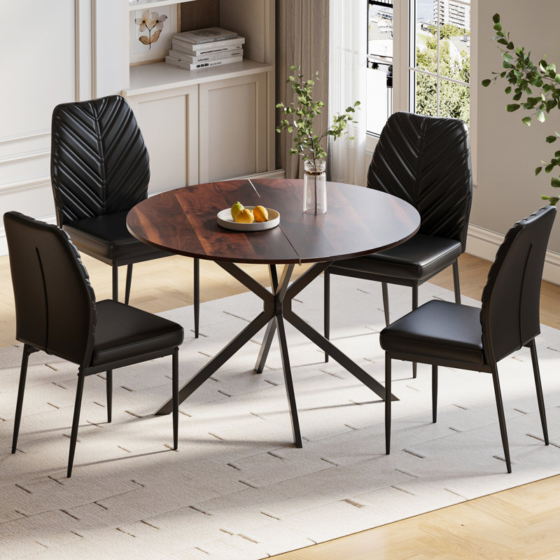 4 - Person Dining Set, Brown, Black