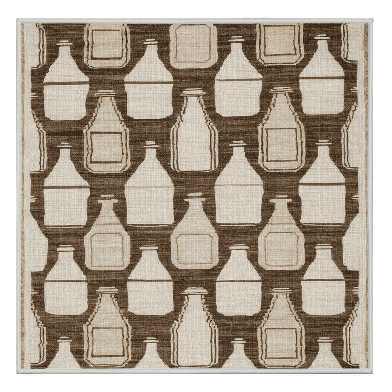 Washable Milk Bottles Farm Area Rug, Square 5'