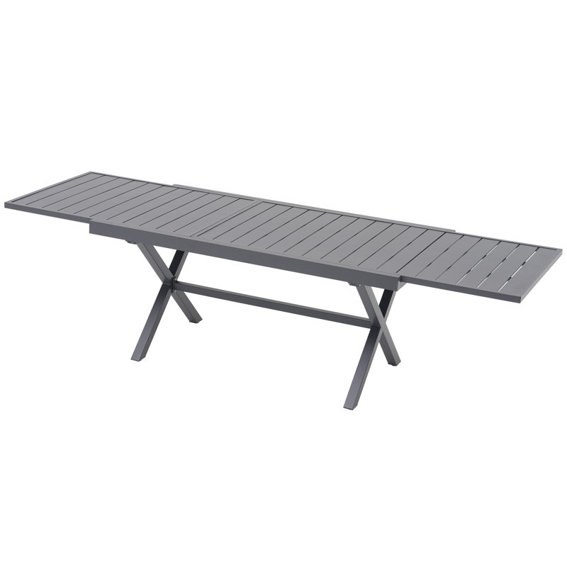 Rectangular Extendable Outdoor Dining Table, Gray