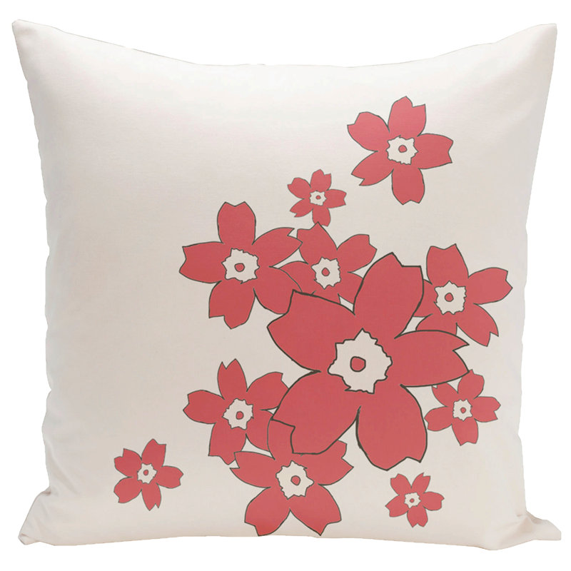 Floral Reversible Throw Pillow, 16" H x 16" W, Oatmeal