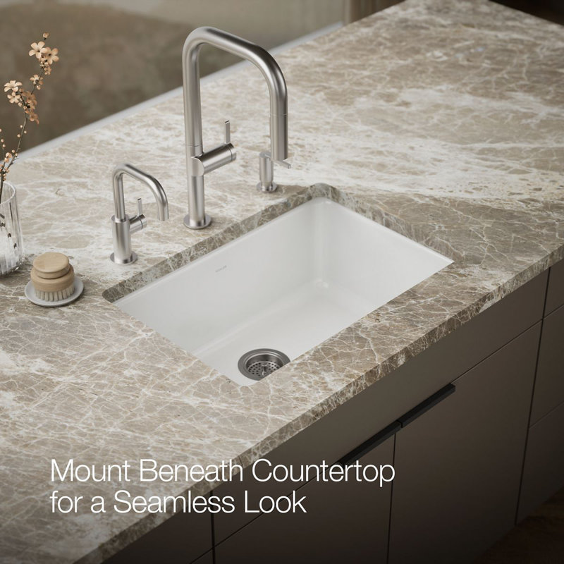 IronTones® Kohler 27" L x 18.75" W Dual Mount Kitchen Sink, White