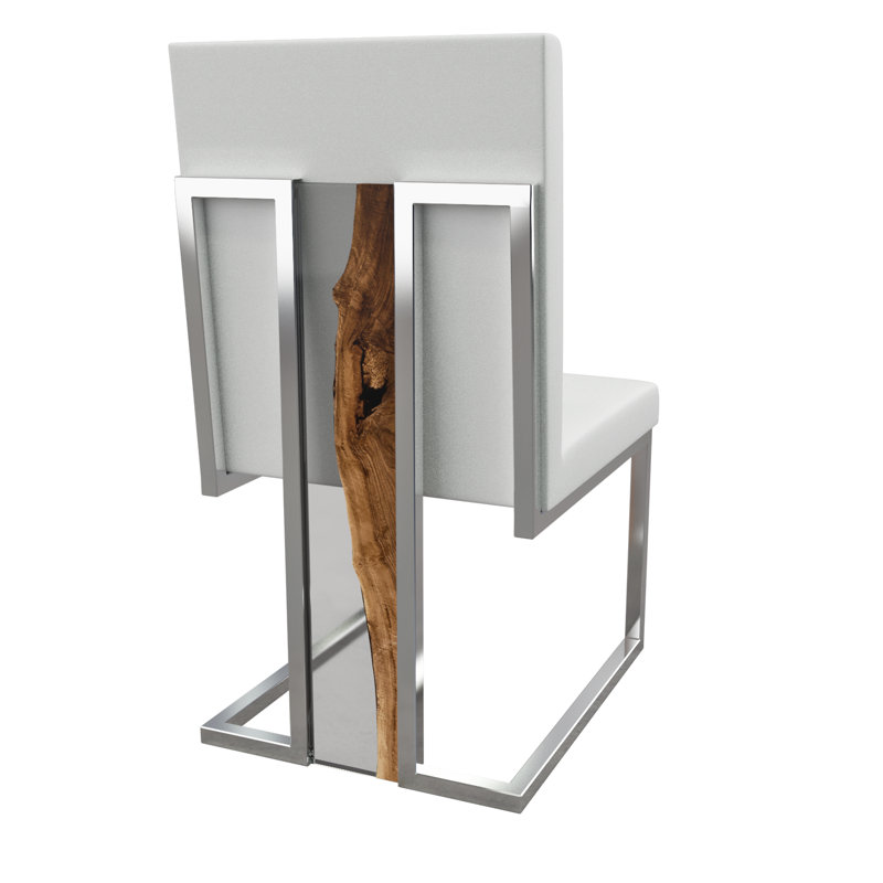 Verona Leather Dining Chair, White, Chrome, 8