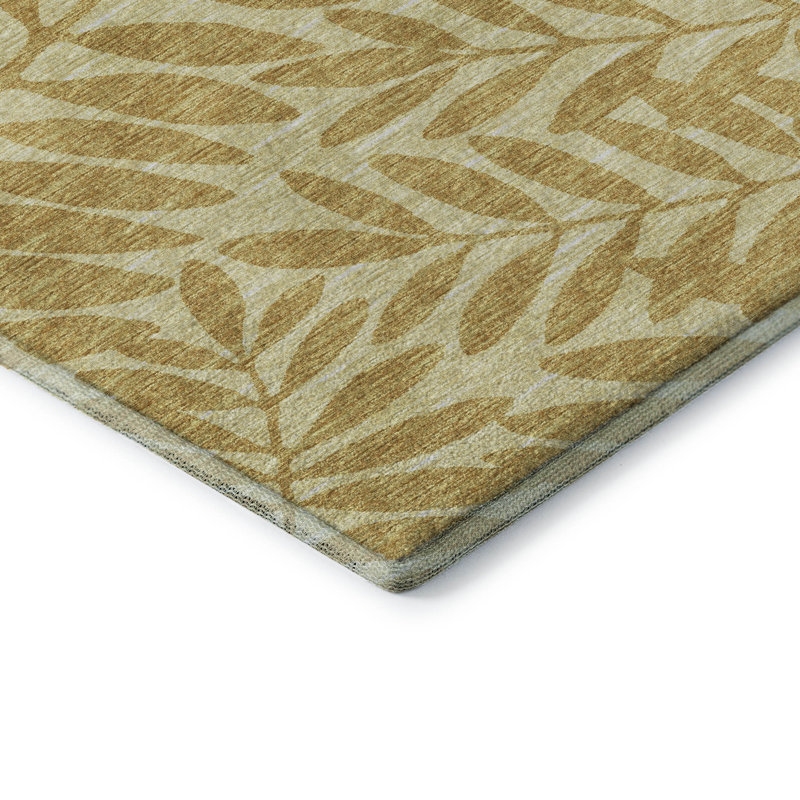 Premium Machine Washable Harsukhman AMF111 Yellow Rug, Rectangle 3' x 5'