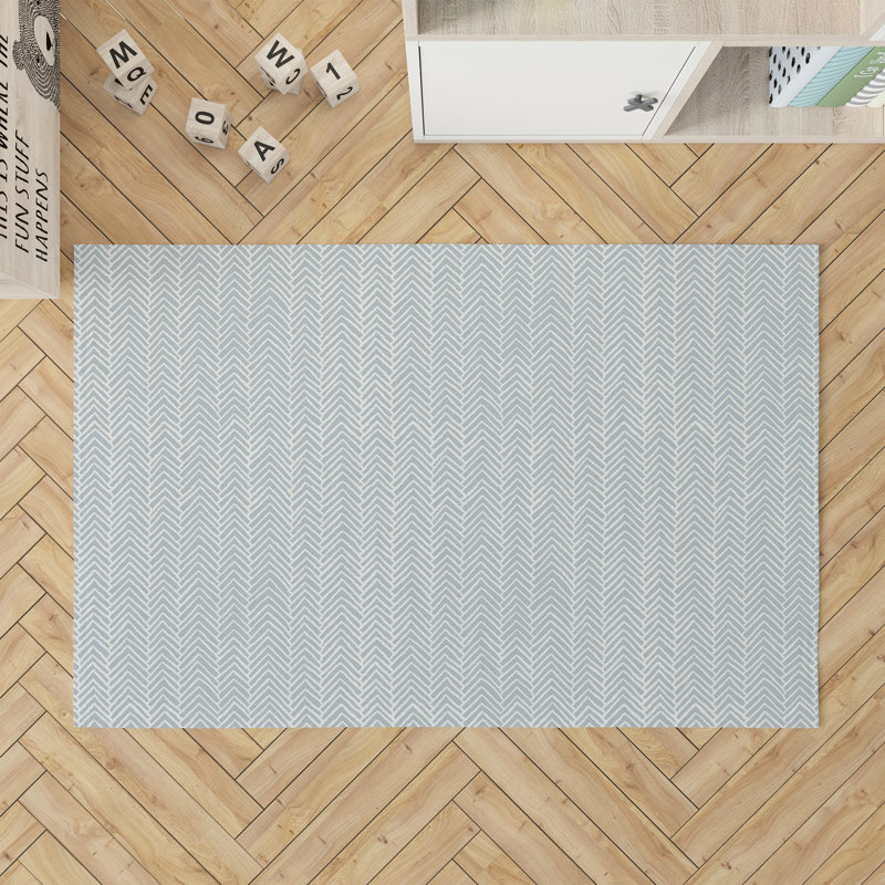 Chevron Snug Activity Mat, Slate Blue/Blue, Rectangle 2' x 3'