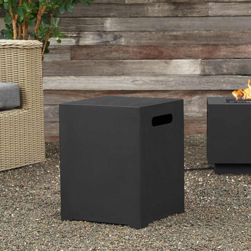 Couvercle de réservoir de propane en métal H 20 "et table d'appoint Aegean par Real Flame, Noir