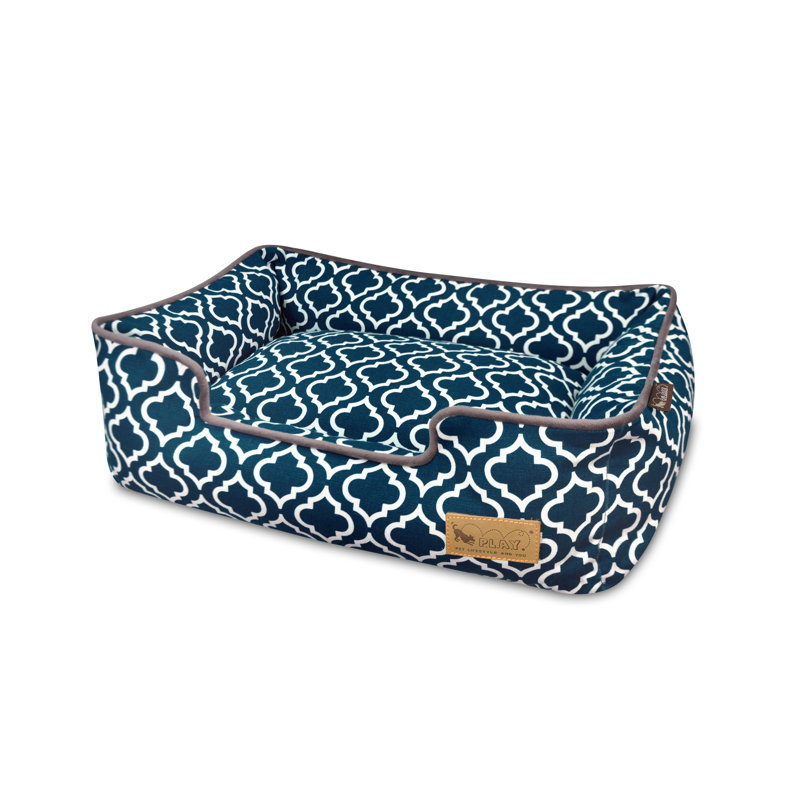 Lit pour chien marocain , Petit (l 24 po x P 19 po x H 7 po), Bleu marine