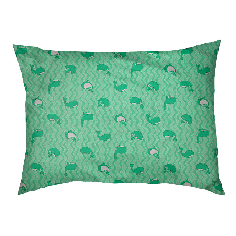 Coussin pour chien Campion Whales, Très grand (l 52 po x P 42 po x H 17 po), Bleu-vert / blanc