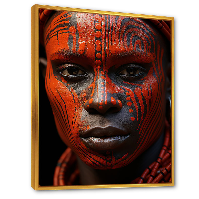 «African Masai Woman», impression d'art mural tribal africain, H 32 po x l 24 po x P 1 po, Cadre flottant doré