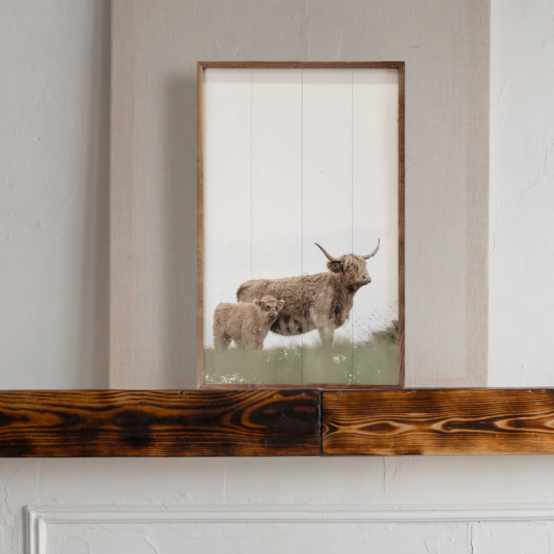 Highland And Baby - Single Picture Frame Graphic Art on Wood, 24" H  x 16" W  x  1" D
