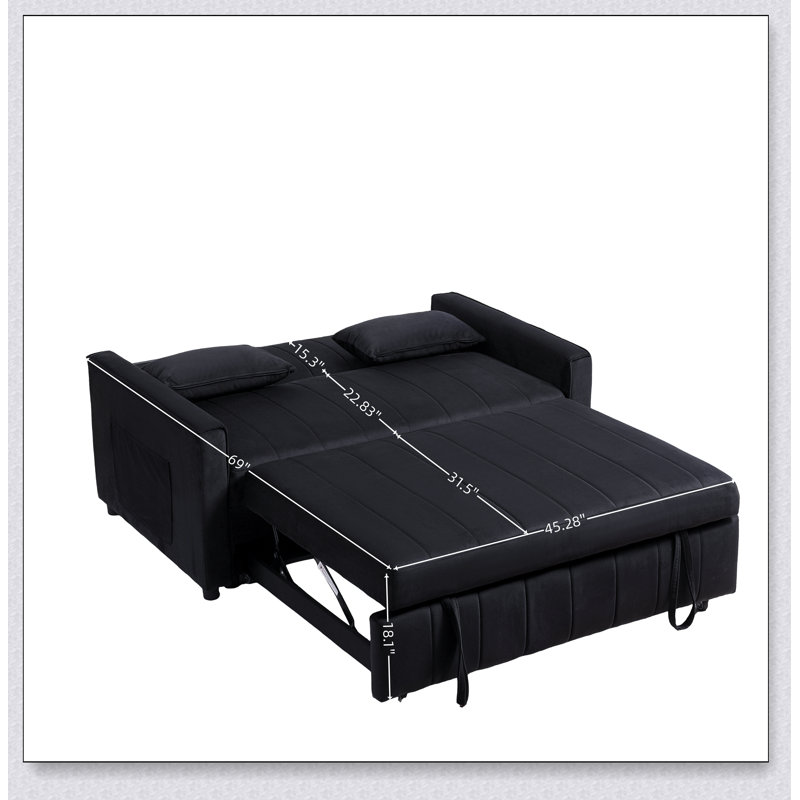 Canapé-lit coulissant polyvalent avec dossier réglable et mousse haute densité pour plus de confort et d'espace