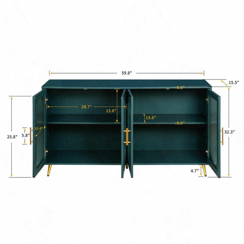 Armoire de rangement en bois, Bleu marine / doré