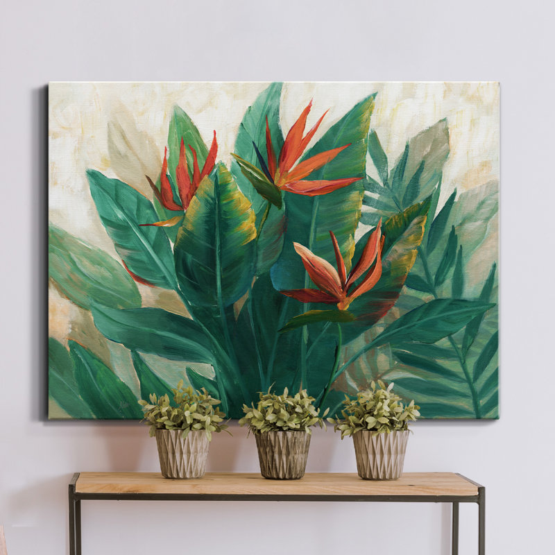 «Birds of Paradise» par J Paul - reproduction sur toile tendue, H 32 po x l 24 po x P 1 po