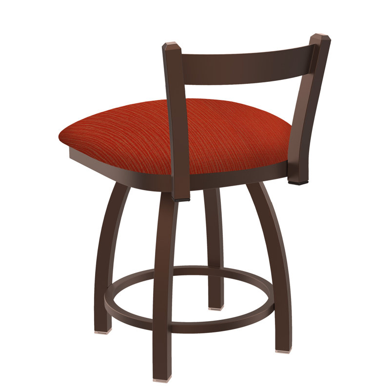 Tabouret de coiffeuse en métal Catalina, Tissu graphique coquelicot, Bronze