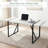 55 Inch Modern Industrial Rectangular Dining Table With Black Metal Legs-1327661873