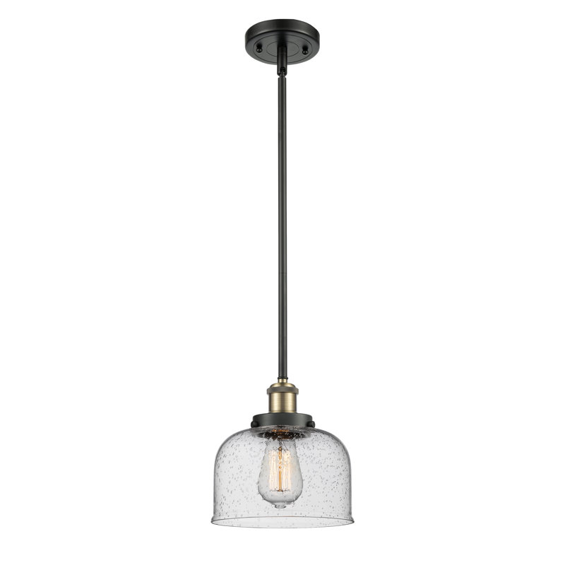Mini luminaire suspendu en forme de tige 8 po Ballston Urban Bell, DEL, Grainé, Laiton antique noir