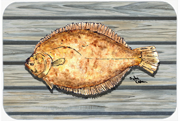 Caroline's Treasures Flounder on the Wharf Glass Cutting Board