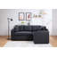 Canapé-lit modulaire en tissu de PVC noir 84,5 po Duilio avec chargeur USB