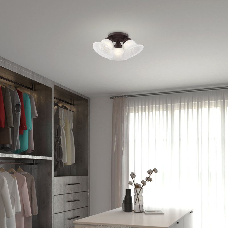 Glass Flush Mount, Bronze