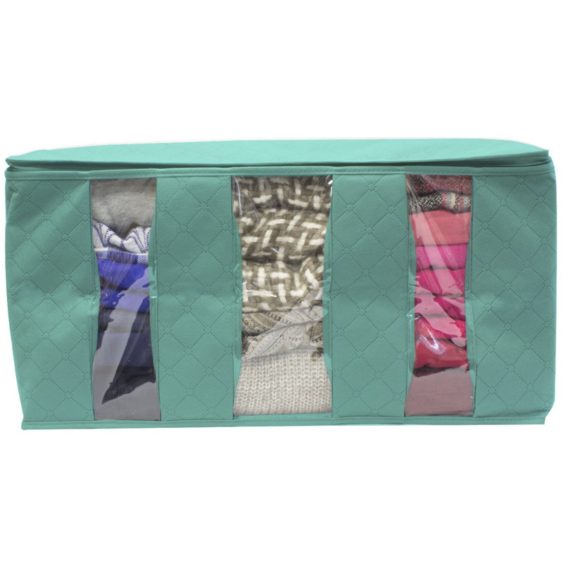Organisateurs de sac de rangement en tissu pliable, 3 sections, 1 pièce, Bleu sarcelle