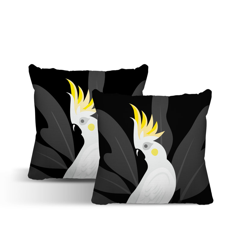 Coussin intérieur / extérieur Catoo Bird, L 19 po x H 19 po, Noir