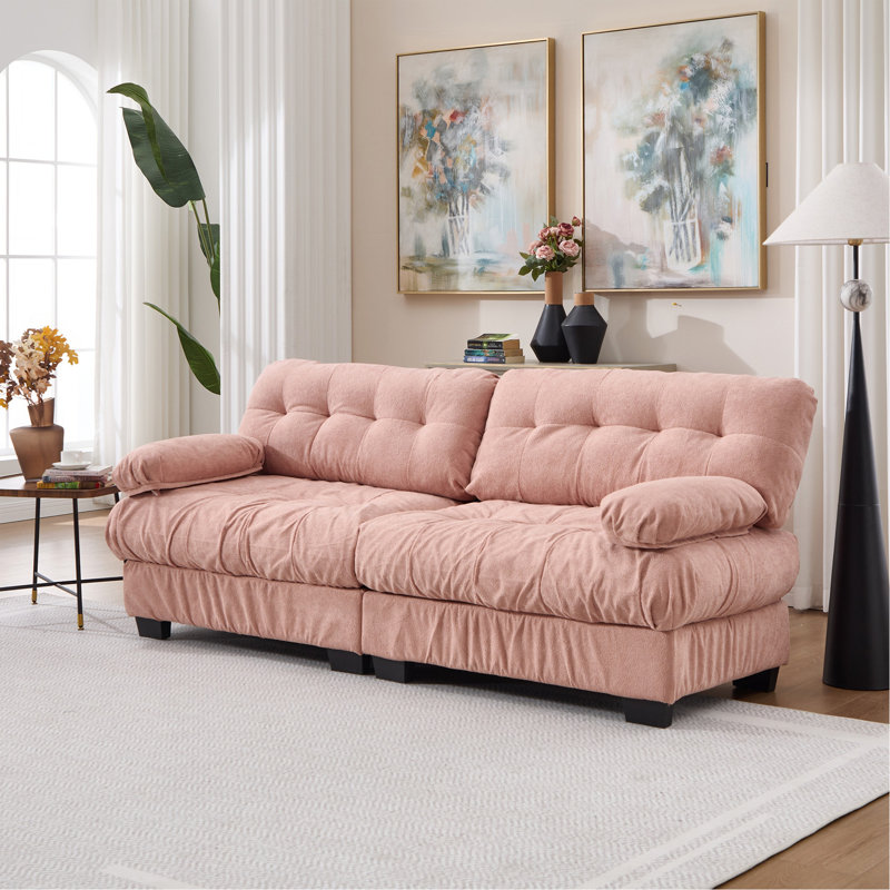 Canapé modulaire Cloud Couch, canapé modulaire moderne pour causeuse pour le salon, canapé modulaire à assise profonde avec coussins d'accoudoirs, canapé Flanelette avancé et confortable pour la chambre à coucher (4 oreillers)