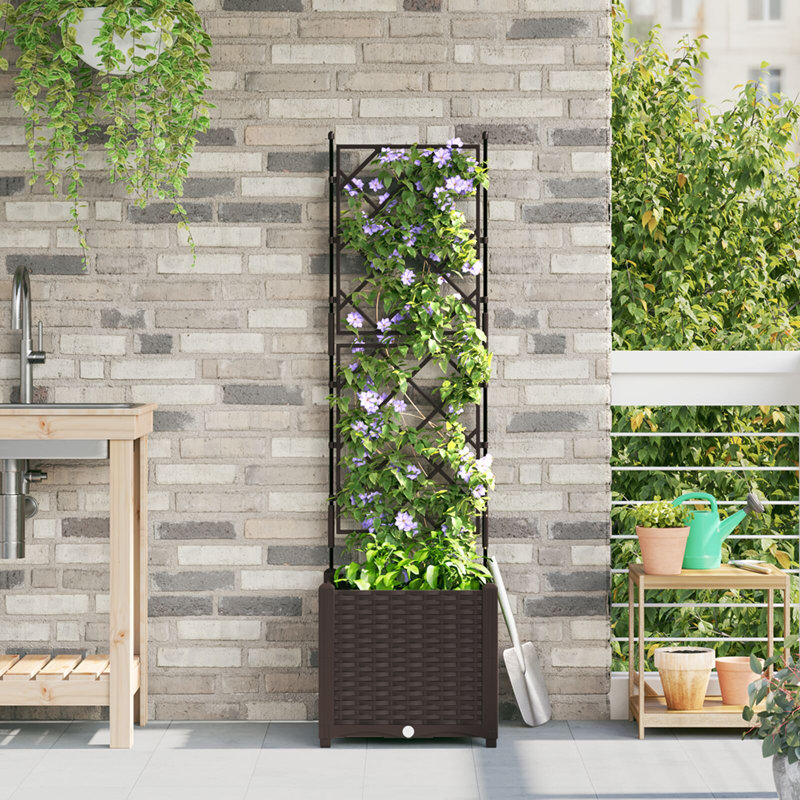 Garden Planter Steel Outdoor Container Modern Decor Terrace Stylish Pot, 143cm H x40cm W x 40cm D, Brown