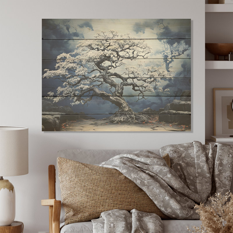 Éveil fauve du chêne bleu - Art de chêne sur bois de pin naturel, H 10 po x l 20 po