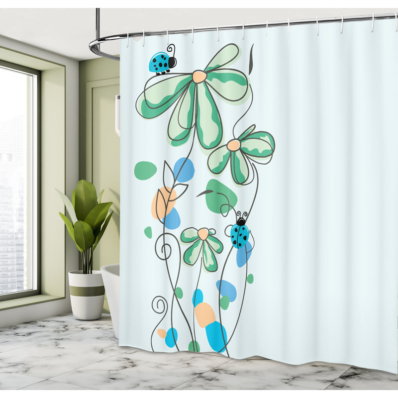 Ensemble de rideau de douche Kids, 69"H x 75"W, Bleu-vert
