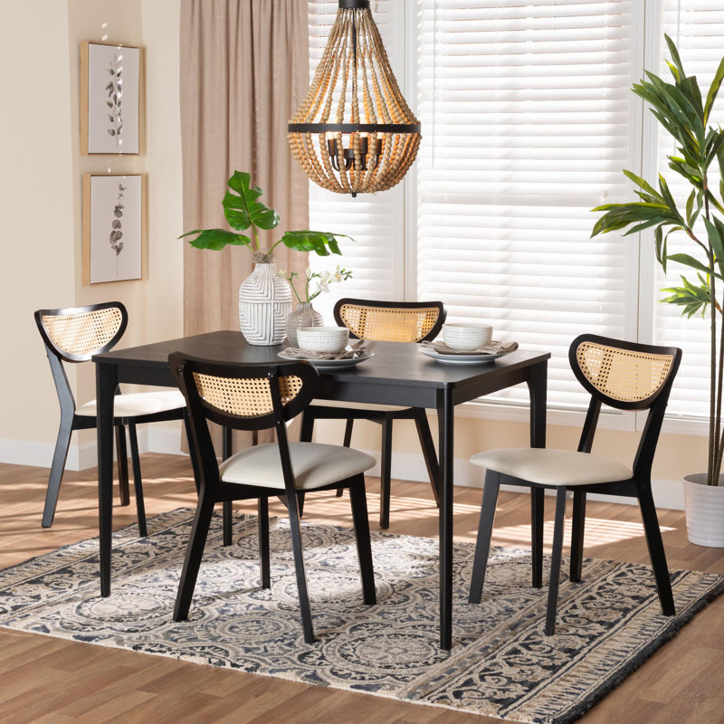 Charnese Dining Set, Black, Cream/Black
