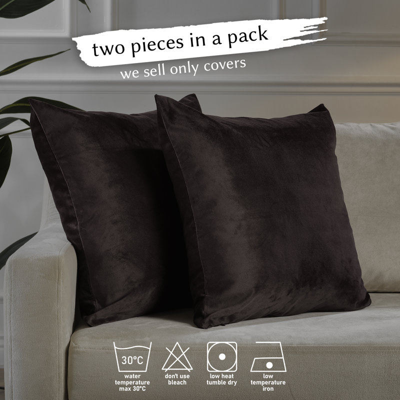 Matte Velvet Pillow Cover, 12" x 12", 26 Dark Brown