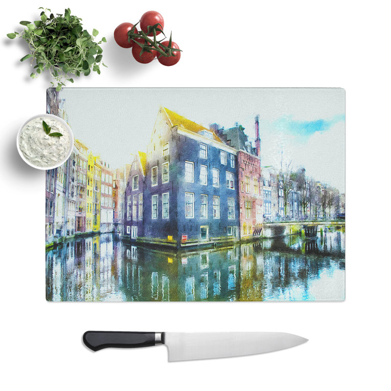 Tempered Glass Reflections of Amsterdam Chopping Board, 28.5 cm x 39 cm