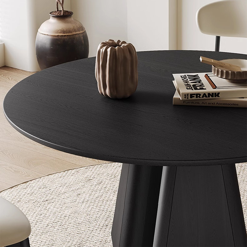 Italian-style black solid wood dining table set, 29.5"H x 62.9"L x 62.9"W